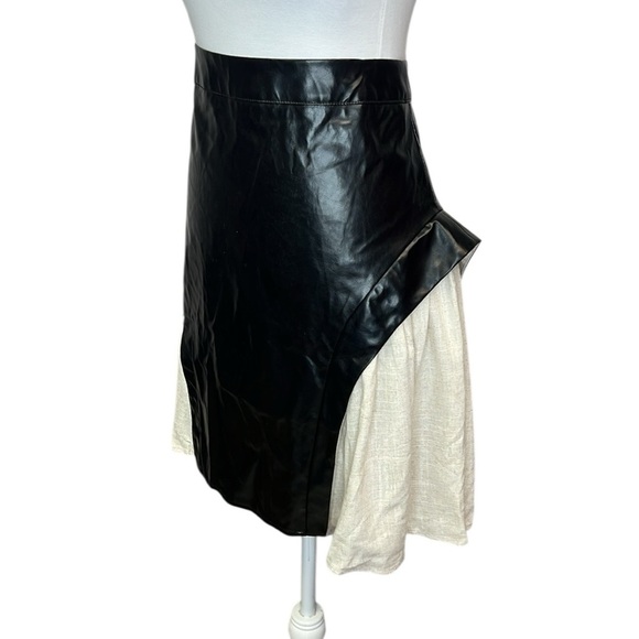 Micas Color Block Patchwork Faux Leather Skirt - Picture 3 of 7
